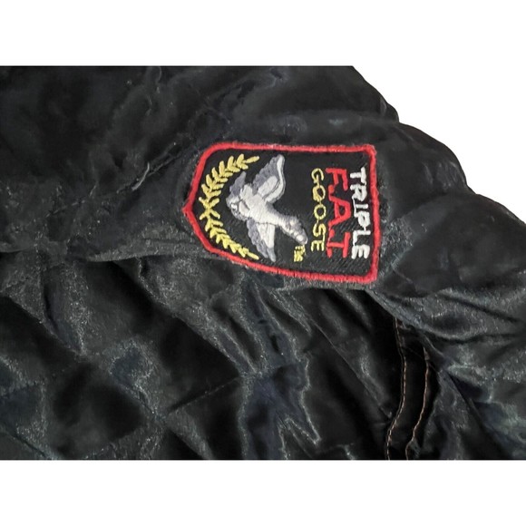 Vintage 90s Triple Fat Goose Down Reversible Satin Bomber Coat Jacket Womens XL - Picture 7 of 13